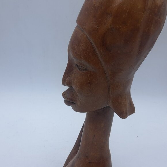 African Hardwood Woman Statue - Picture 10 of 11
